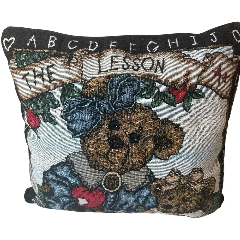 Boyds Bears Tapestry Pillow ~ The Lesson ~ Teacher ~ 14